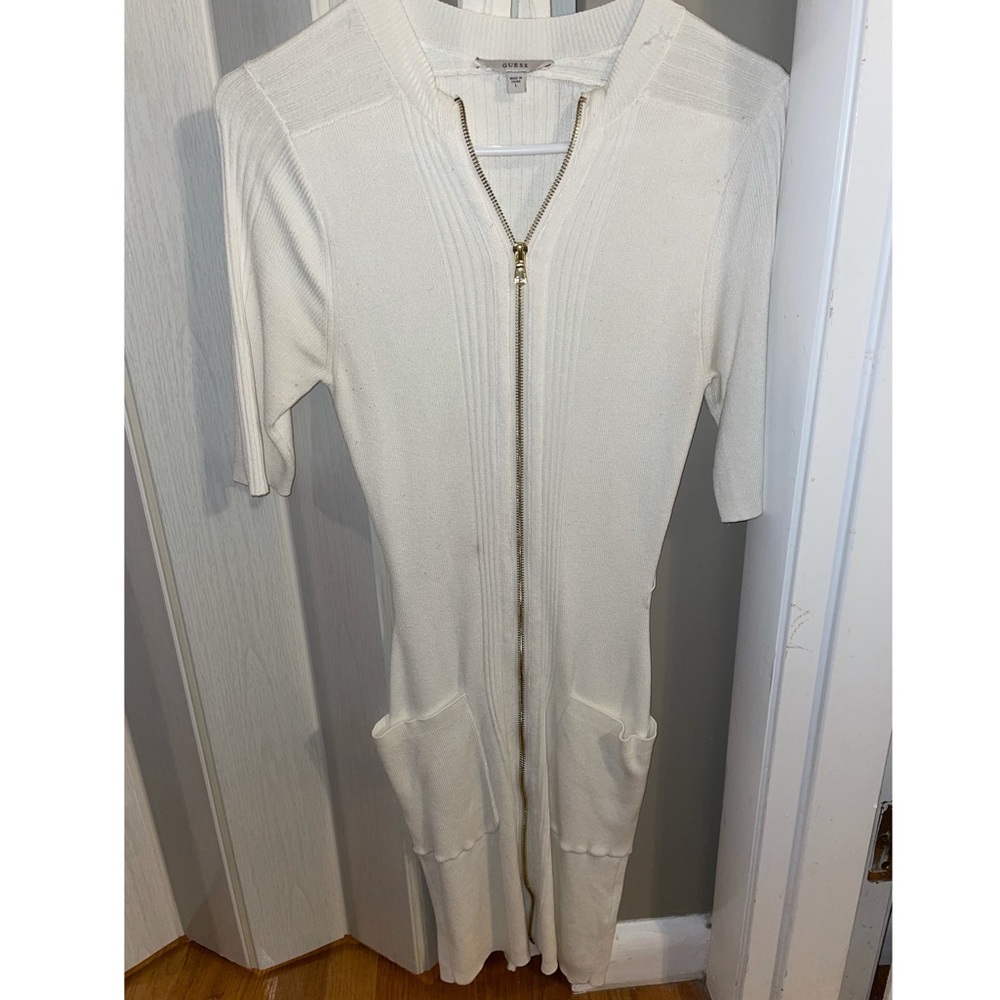Guess off white zip up dress size large fits like small/medium